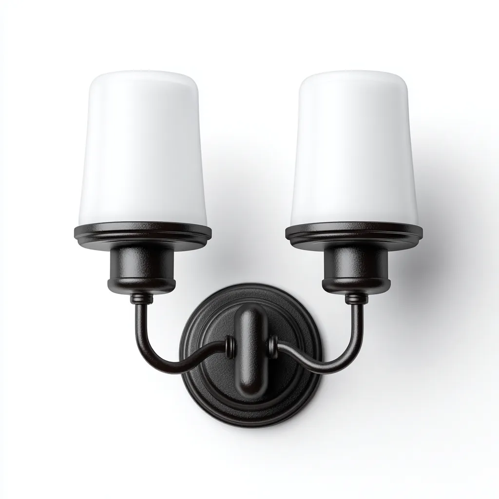 Applique in metallo con doppi paralumi in vetro 24x12x26 cm - nero-bianco - stile moderno-Shelteroli