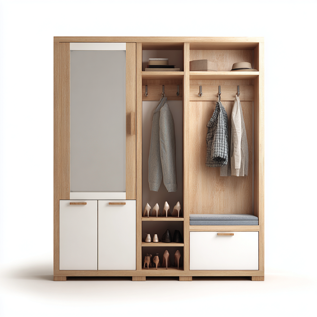 Attaccapanni Legno 160x40x200 cm - Legno-Bianco - Design moderno-Shelteroli