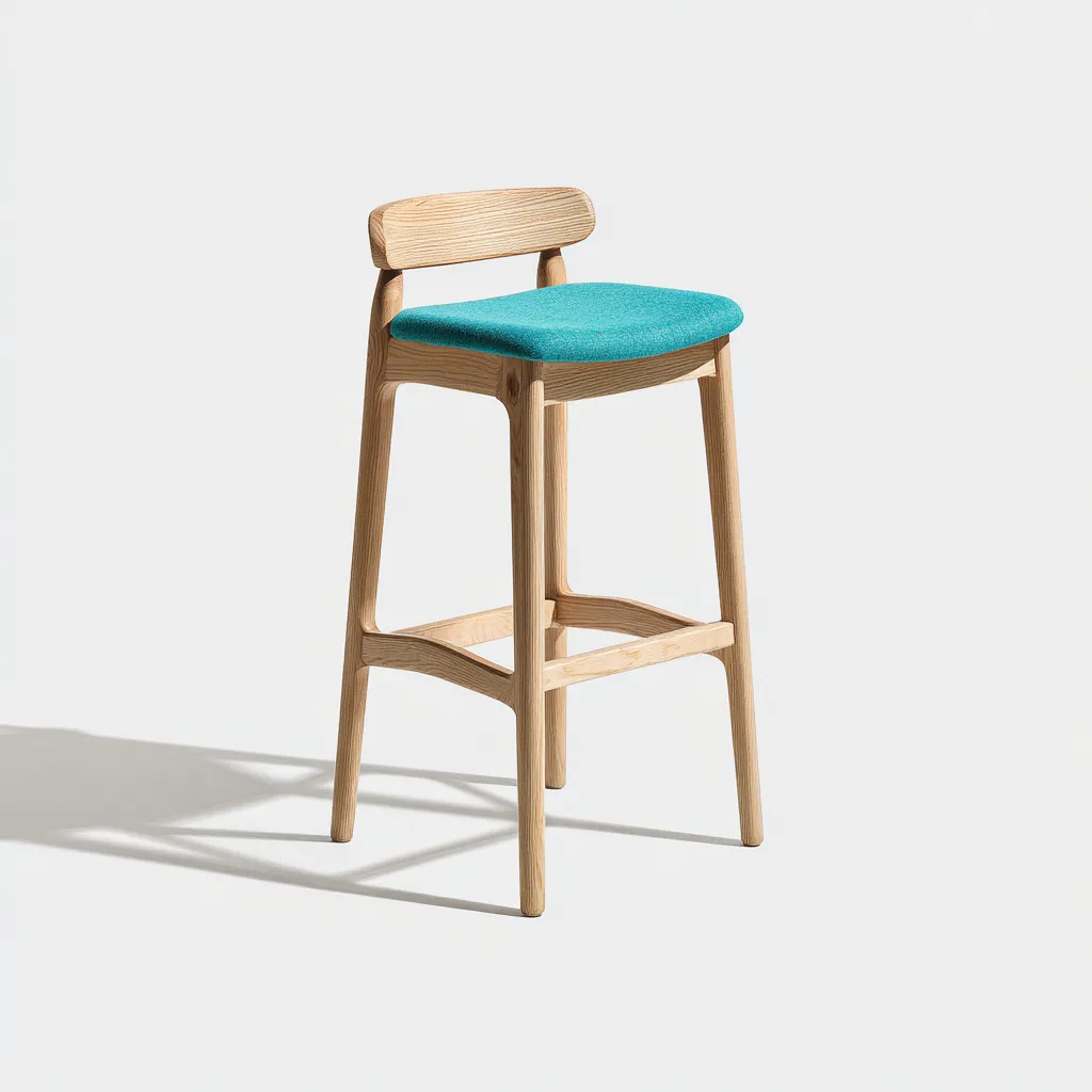 Sgabello da bar in legno e tessuto 42x45x78 cm - turchese-legno - design moderno-Shelteroli