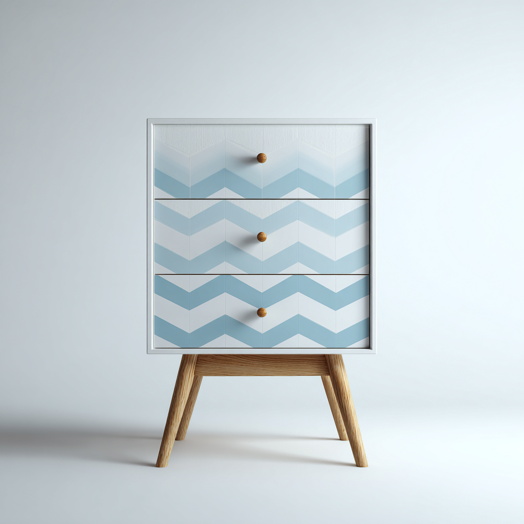 Cassettiera Legno 60x40x85 cm - Bianco-Blu-Legno - Design moderno-Shelteroli
