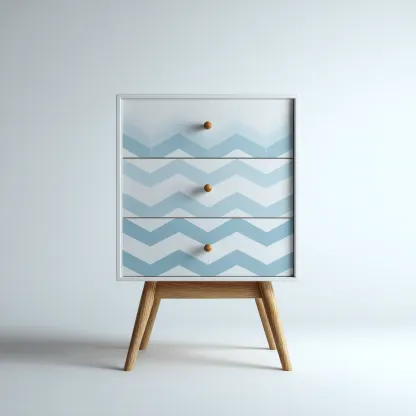 Cassettiera Legno 60x40x85 cm - Bianco-Blu-Legno - Design moderno-Shelteroli