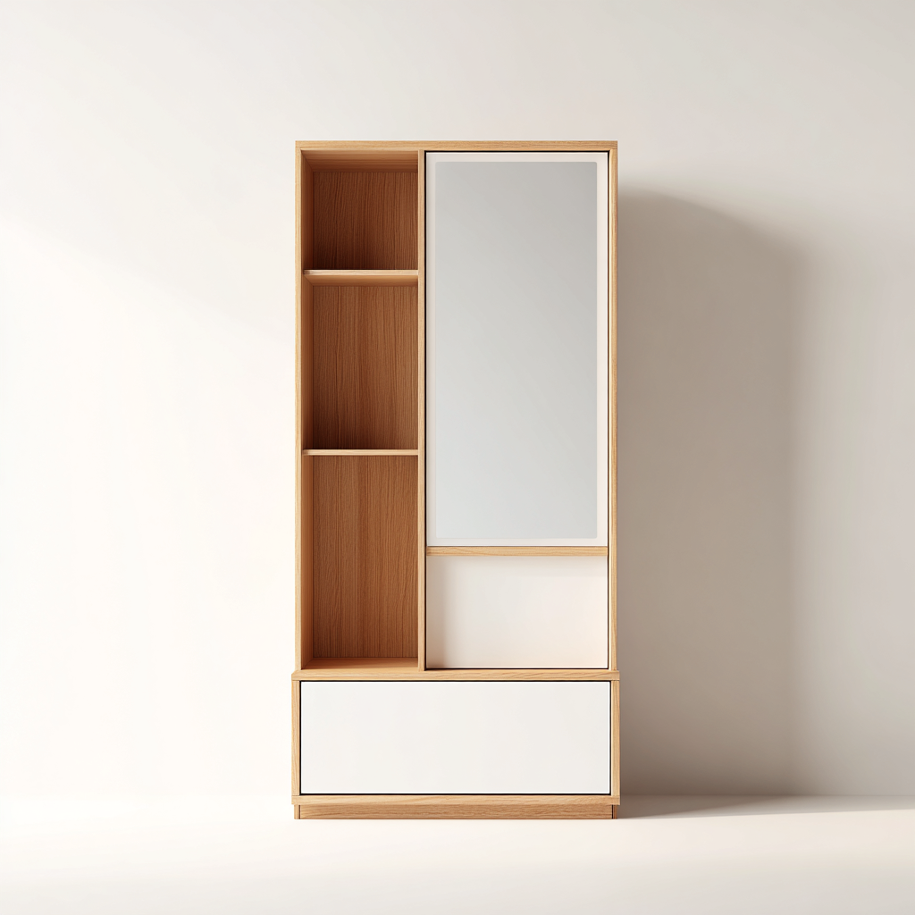 Attaccapanni Legno 90x40x180 cm - Legno-Bianco - Design moderno-Shelteroli