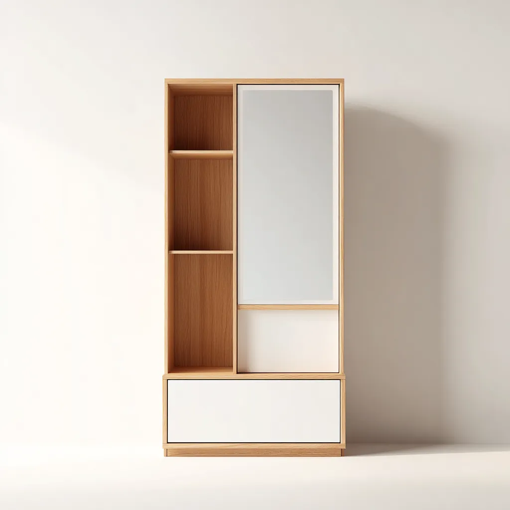 Attaccapanni Legno 90x40x180 cm - Legno-Bianco - Design moderno-Shelteroli