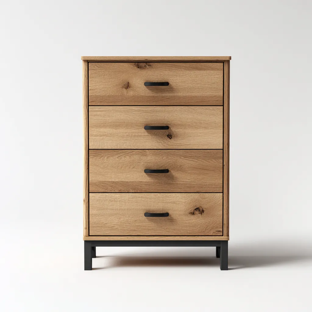 Cassettiera Legno 60x40x95 cm - Legno-Nero - Design moderno-Shelteroli