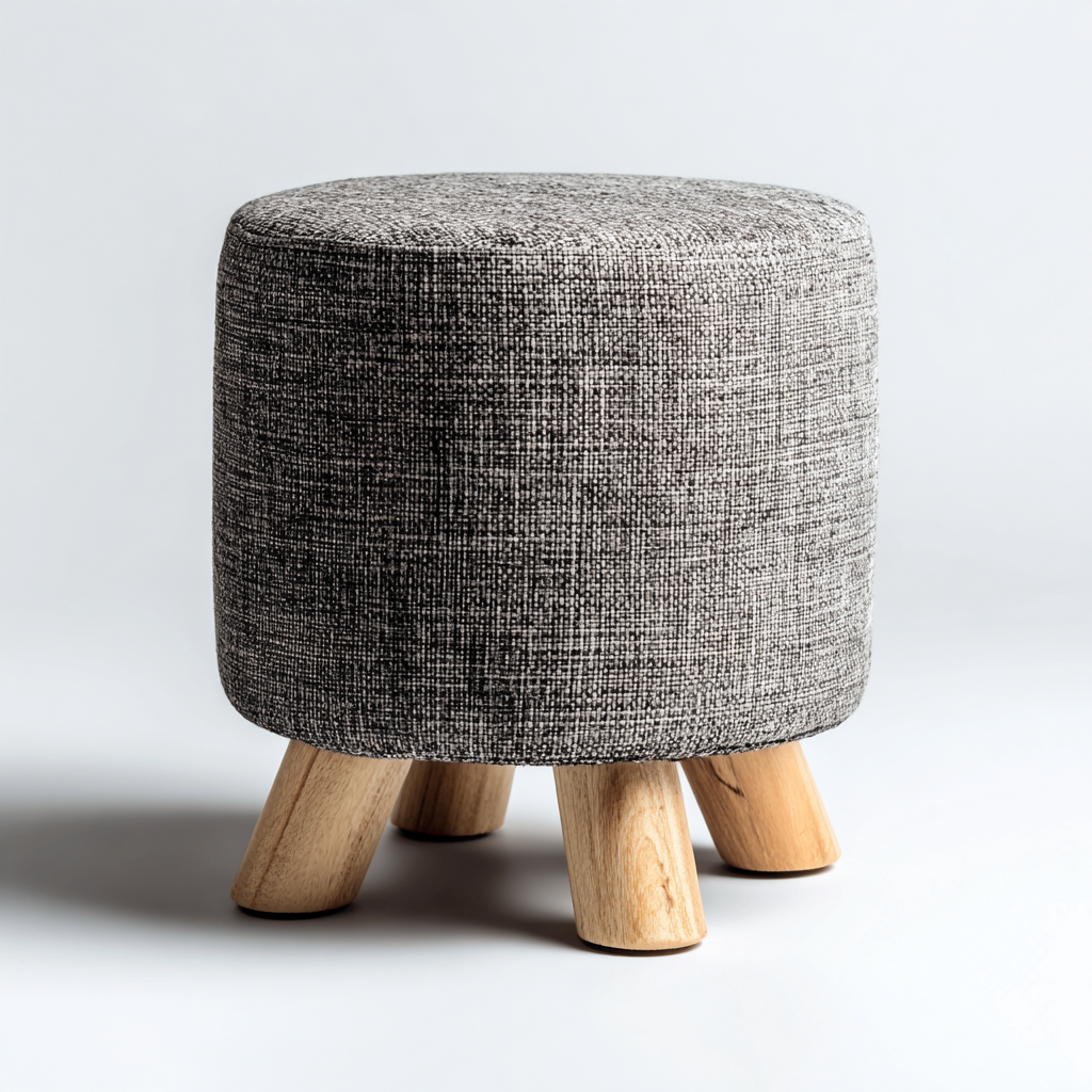 Pouf Tessuto 28x28x32 cm - Grigio-legno - Design moderno-Shelteroli