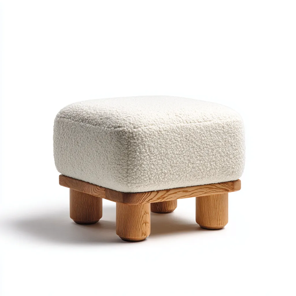 Pouf Tessuto 40x40x35 cm - Bianco-legno - Design moderno-Shelteroli