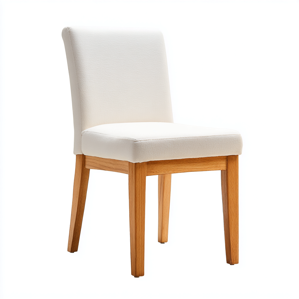 Sedia da pranzo tessuto 48x45x90 cm - bianco-legno - stile semplice-Shelteroli