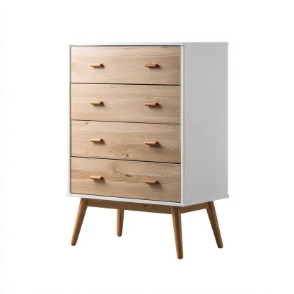 Cassettiera Legno-Bianco 60x40x105 cm - Legno-Bianco - Design moderno-Shelteroli