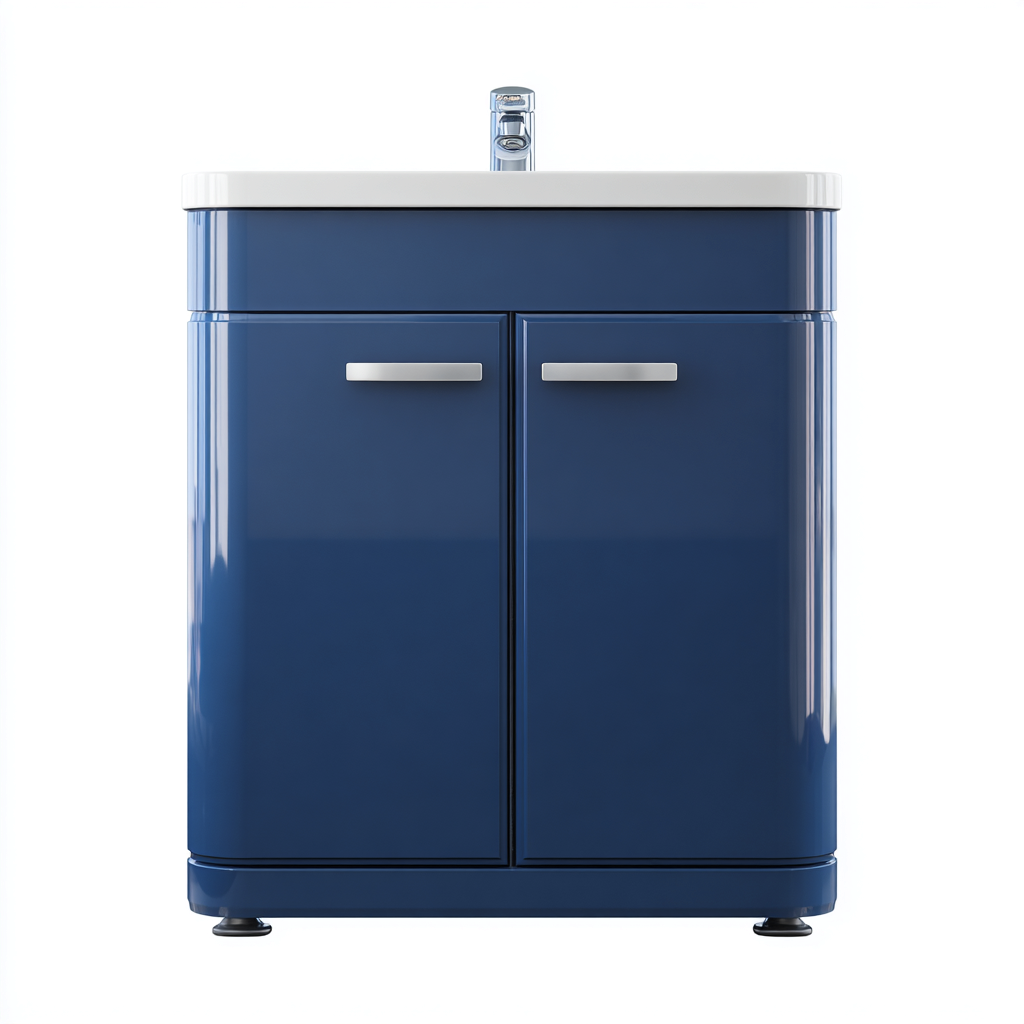 Mobile lavabo Legno-laccato 60x45x80 cm - Blu-Bianco - Design moderno-Shelteroli
