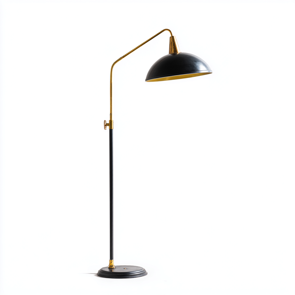 Lampada da terra Metallo 34x34x160 cm - Nero-Oro - Stile industriale elegante-Shelteroli