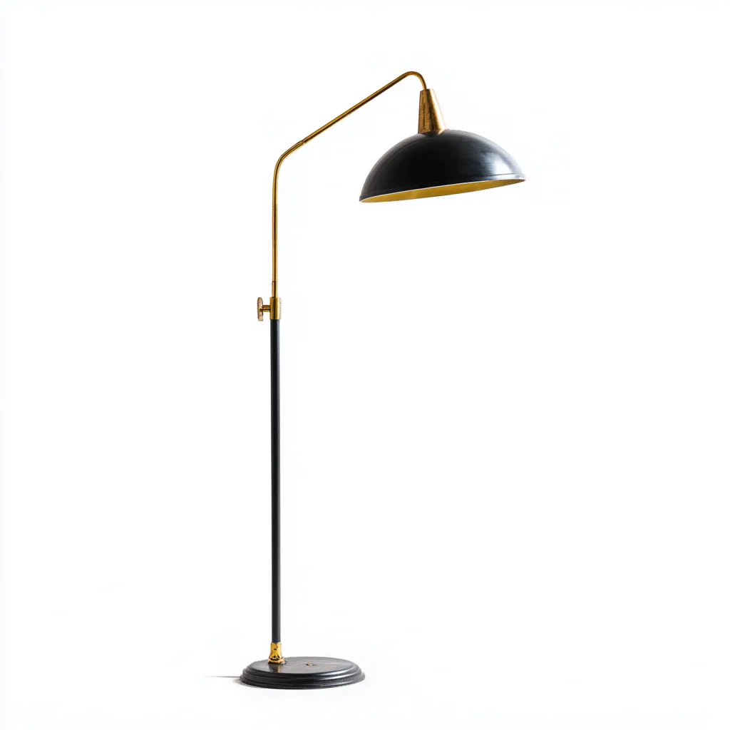 Lampada da terra Metallo 34x34x160 cm - Nero-Oro - Stile industriale elegante-Shelteroli