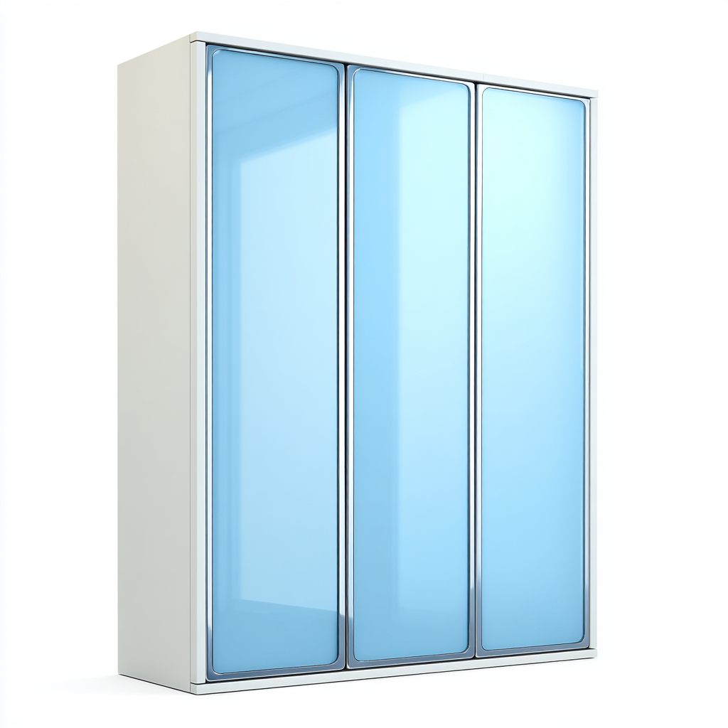 Armadio bagno con ante in vetro temperato 75x16x85 cm - bianco-blu - design moderno per bagno-Shelteroli