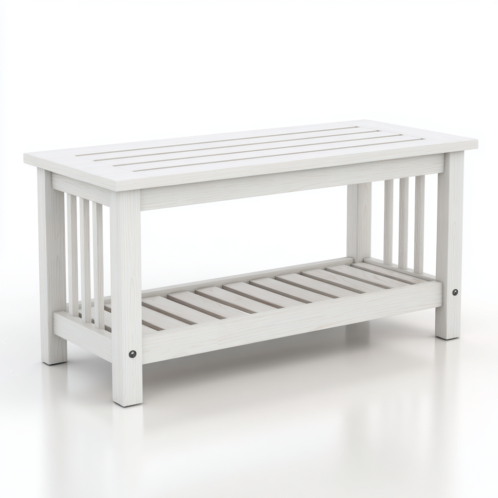 Scarpiera panca in legno 80x35x45 cm - bianco - stile minimalista-Shelteroli
