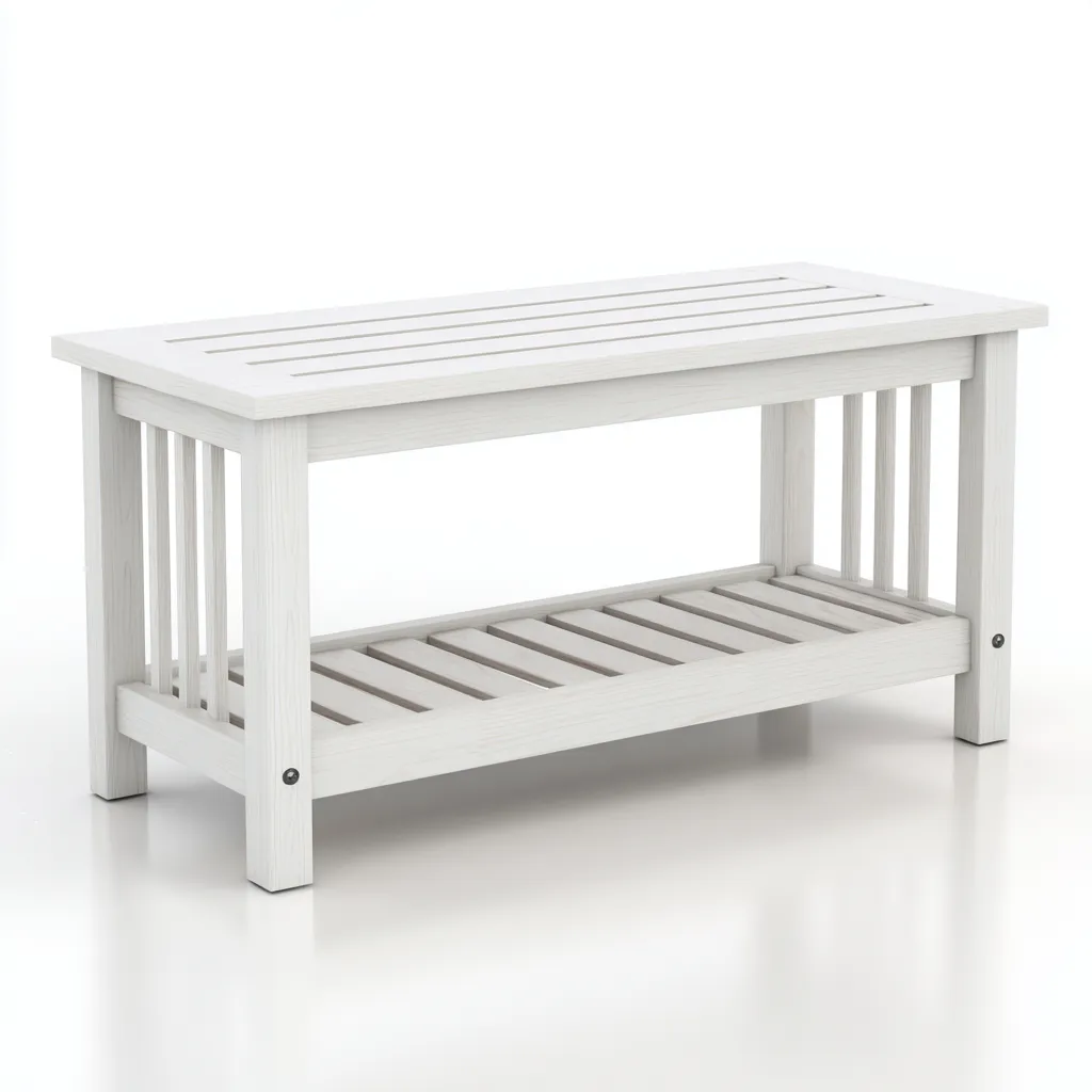 Scarpiera panca in legno 80x35x45 cm - bianco - stile minimalista-Shelteroli