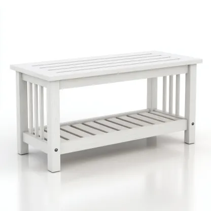 Scarpiera panca in legno 80x35x45 cm - bianco - stile minimalista-Shelteroli