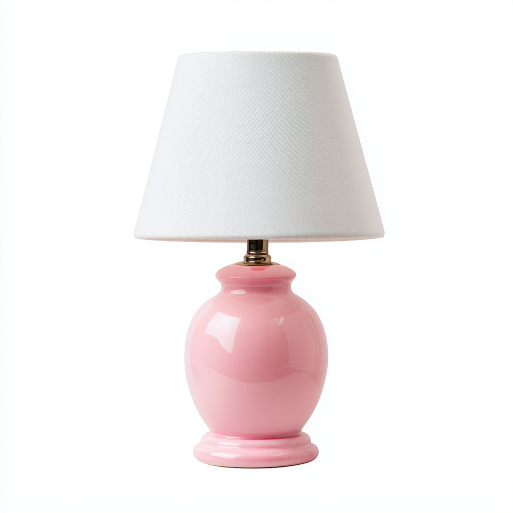 Lampada da tavolo in ceramica rosa 17x17x30 cm - rosa-bianco - stile moderno-Shelteroli