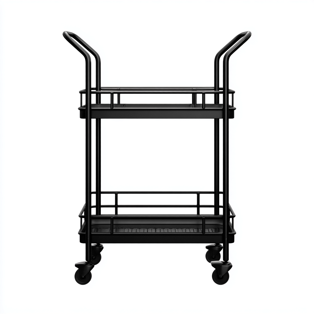 Carrello da cucina in metallo 48x32x90 cm - nero - design moderno-Shelteroli