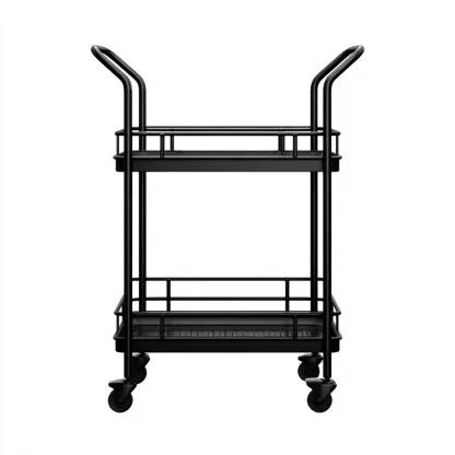 Carrello da cucina in metallo 48x32x90 cm - nero - design moderno-Shelteroli