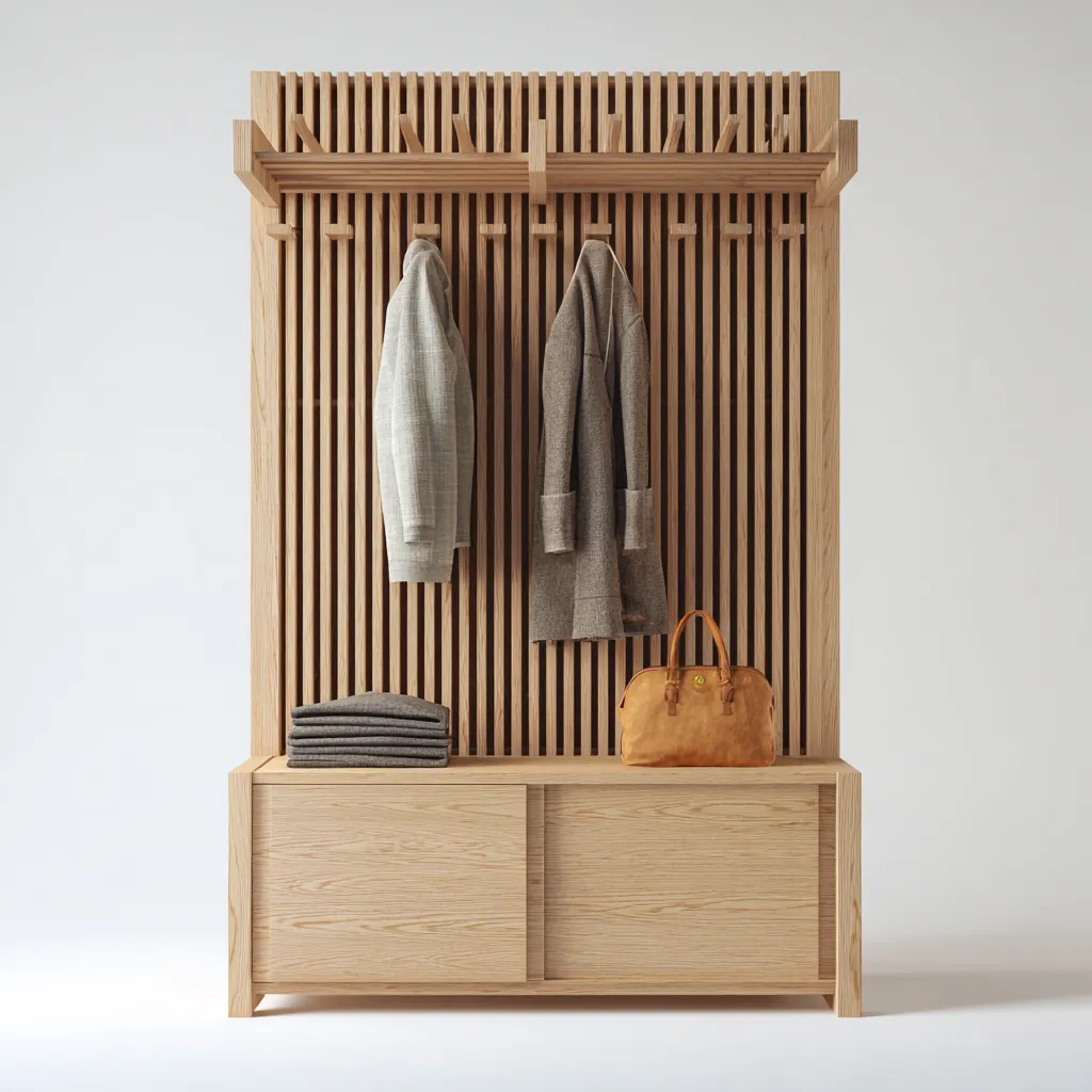 Attaccapanni Legno 100x40x180 cm - Legno chiaro - Design moderno-Shelteroli