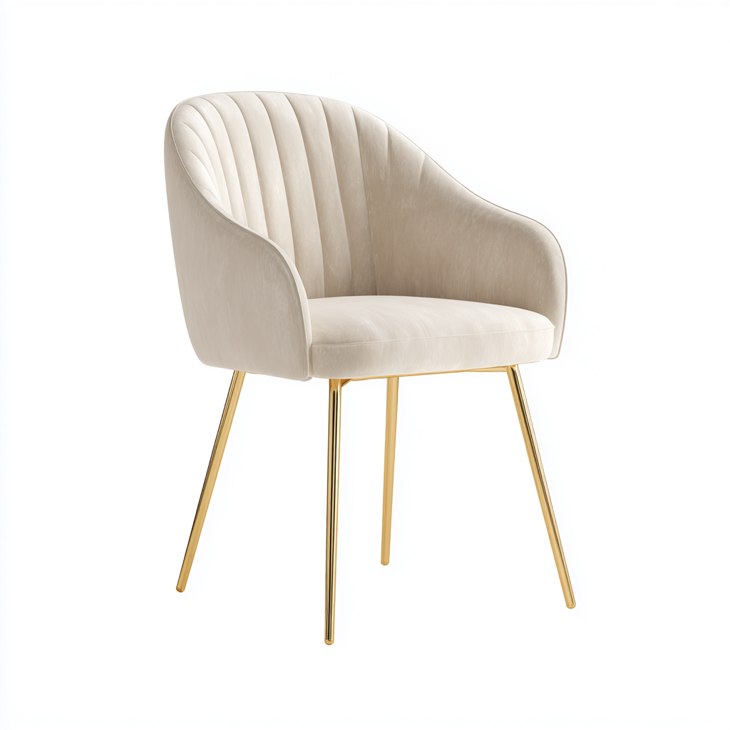 Sedia da pranzo velluto 62x60x86 cm - beige-oro - stile elegante-Shelteroli