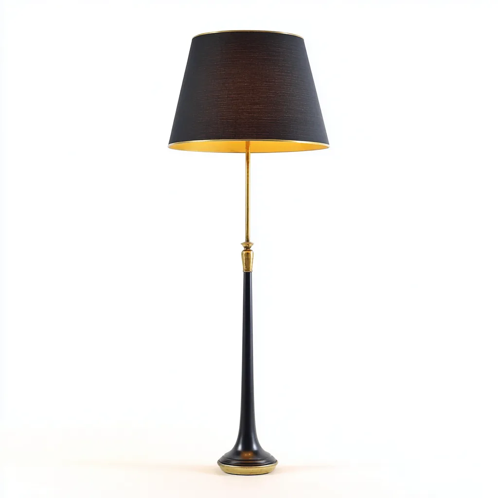 Lampada da terra Metallo-Tessuto 36x36x165 cm - Nero-Oro - Stile moderno raffinato-Shelteroli