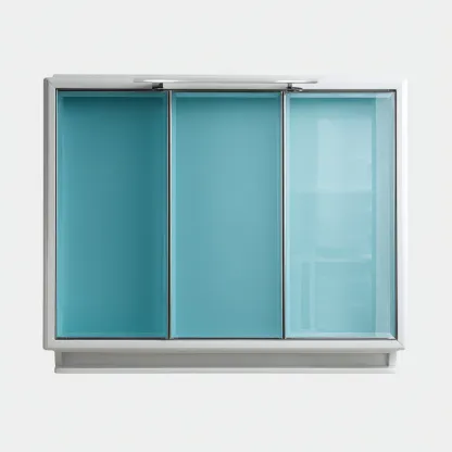Armadio bagno con ante in vetro temperato 75x16x60 cm - bianco-blu - design moderno per bagno-Shelteroli