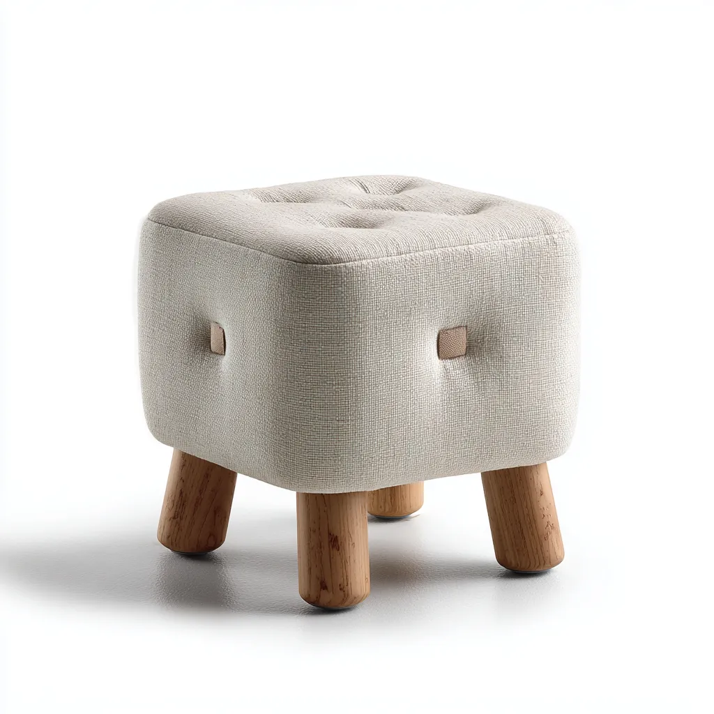 Pouf Tessuto 28x28x32 cm - Beige-legno - Design moderno-Shelteroli