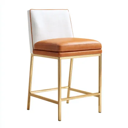 Sgabello da bar in metallo e pelle 45x50x90 cm - bianco-marrone - stile moderno-Shelteroli