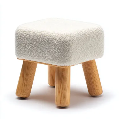 Pouf Tessuto 30x30x35 cm - Bianco-legno - Design moderno-Shelteroli
