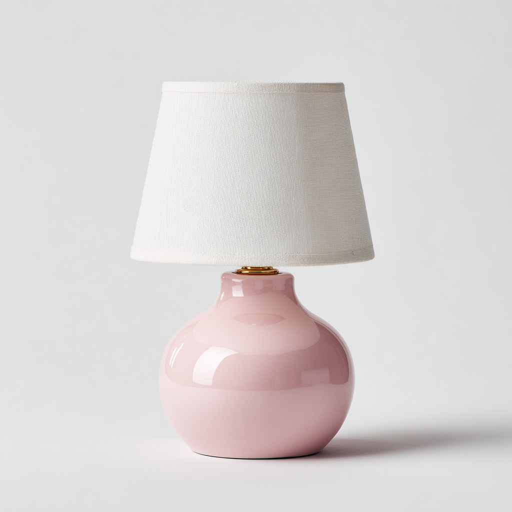 Lampada da tavolo in ceramica rosa 18x18x28 cm - rosa-bianco - stile moderno-Shelteroli