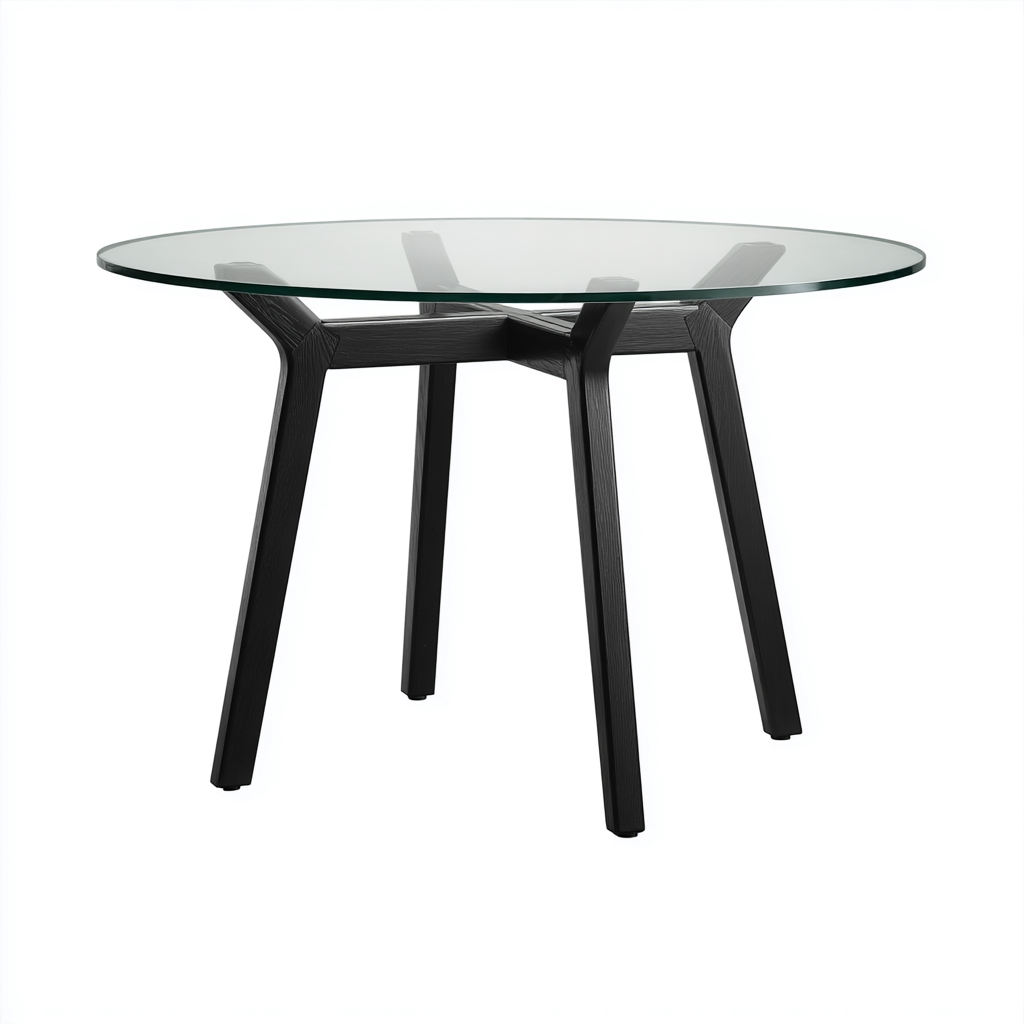 Tavolo da pranzo vetro e legno 120x120x75 cm - trasparente-nero - stile moderno-Shelteroli