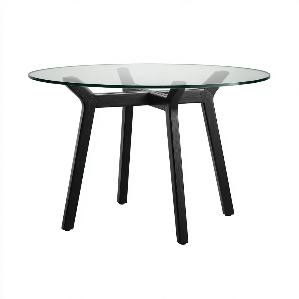 Tavolo da pranzo vetro e legno 120x120x75 cm - trasparente-nero - stile moderno-Shelteroli