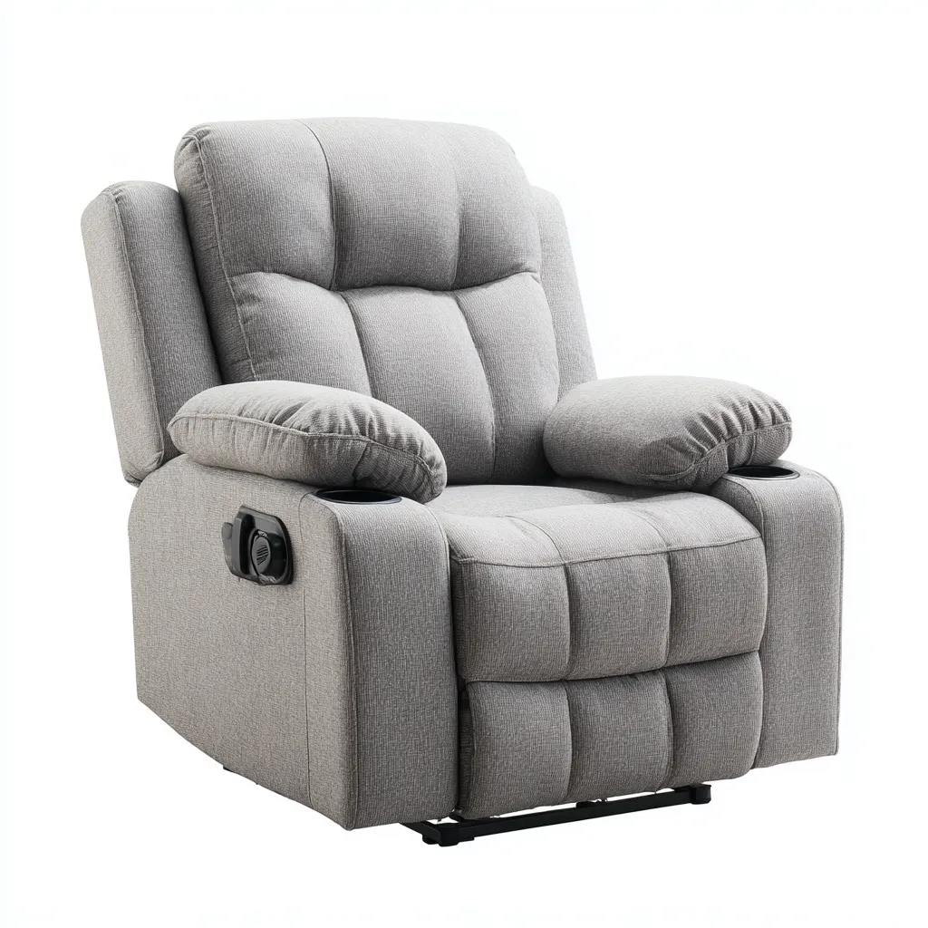 Poltrona reclinabile Tessuto 94x90x102 cm - Grigio chiaro - Design ergonomico-Shelteroli