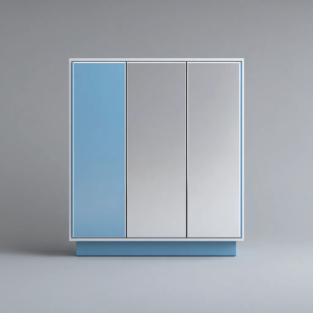 Armadio bagno con ante specchiate in MDF 80x15x70 cm - bianco-blu - design moderno per bagno-Shelteroli