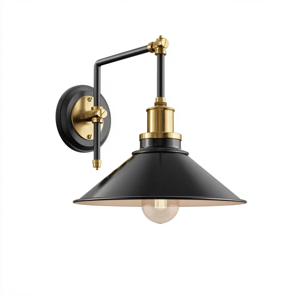 Applique in metallo regolabile 24x20x28 cm - nero-oro - design industriale-Shelteroli