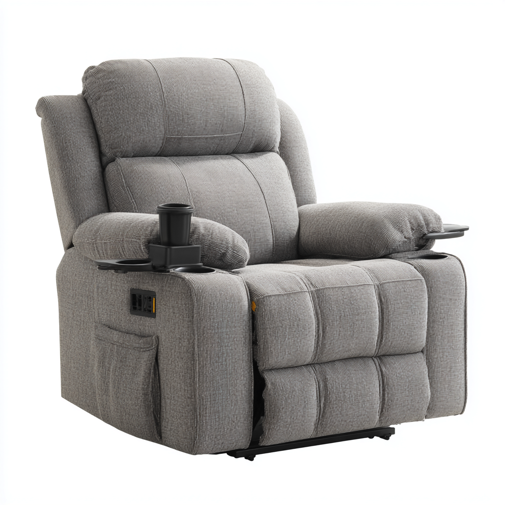 Poltrona reclinabile Tessuto 96x92x104 cm - Grigio chiaro - Design multifunzionale-Shelteroli