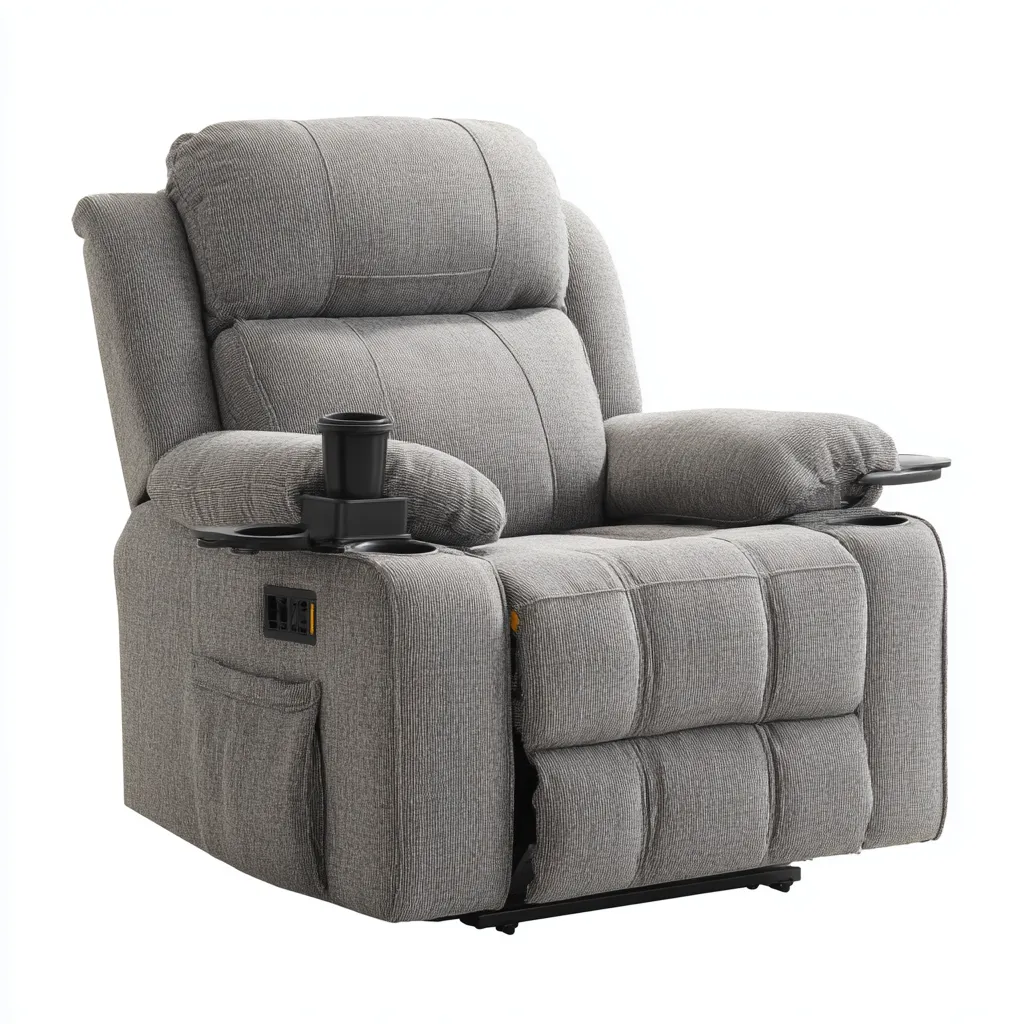 Poltrona reclinabile Tessuto 96x92x104 cm - Grigio chiaro - Design multifunzionale-Shelteroli