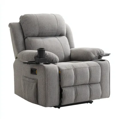 Poltrona reclinabile Tessuto 96x92x104 cm - Grigio chiaro - Design multifunzionale-Shelteroli