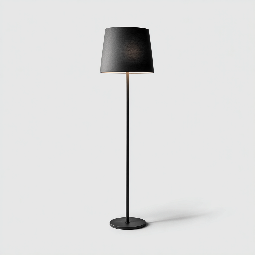 Lampada da terra Metallo-tessuto 30x30x160 cm - Nero - Design minimalista-Shelteroli