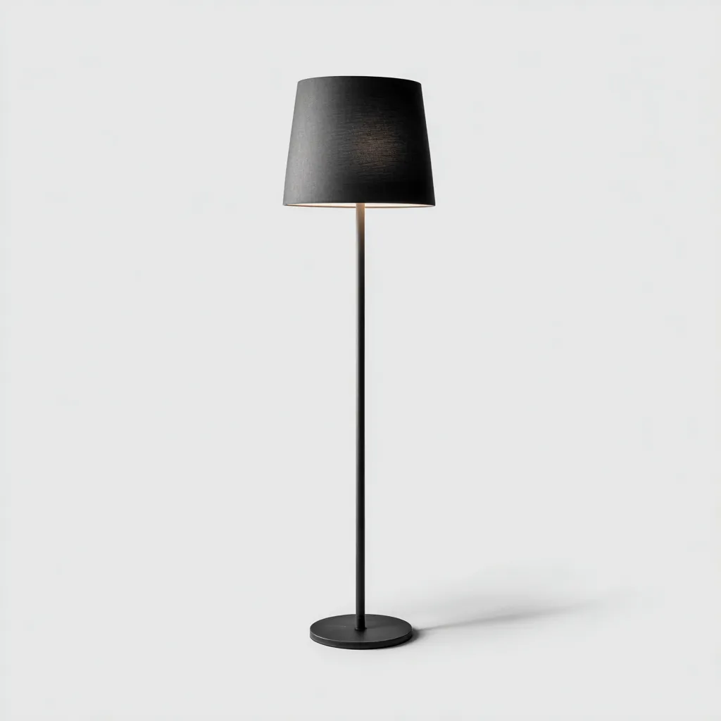 Lampada da terra Metallo-tessuto 30x30x160 cm - Nero - Design minimalista-Shelteroli