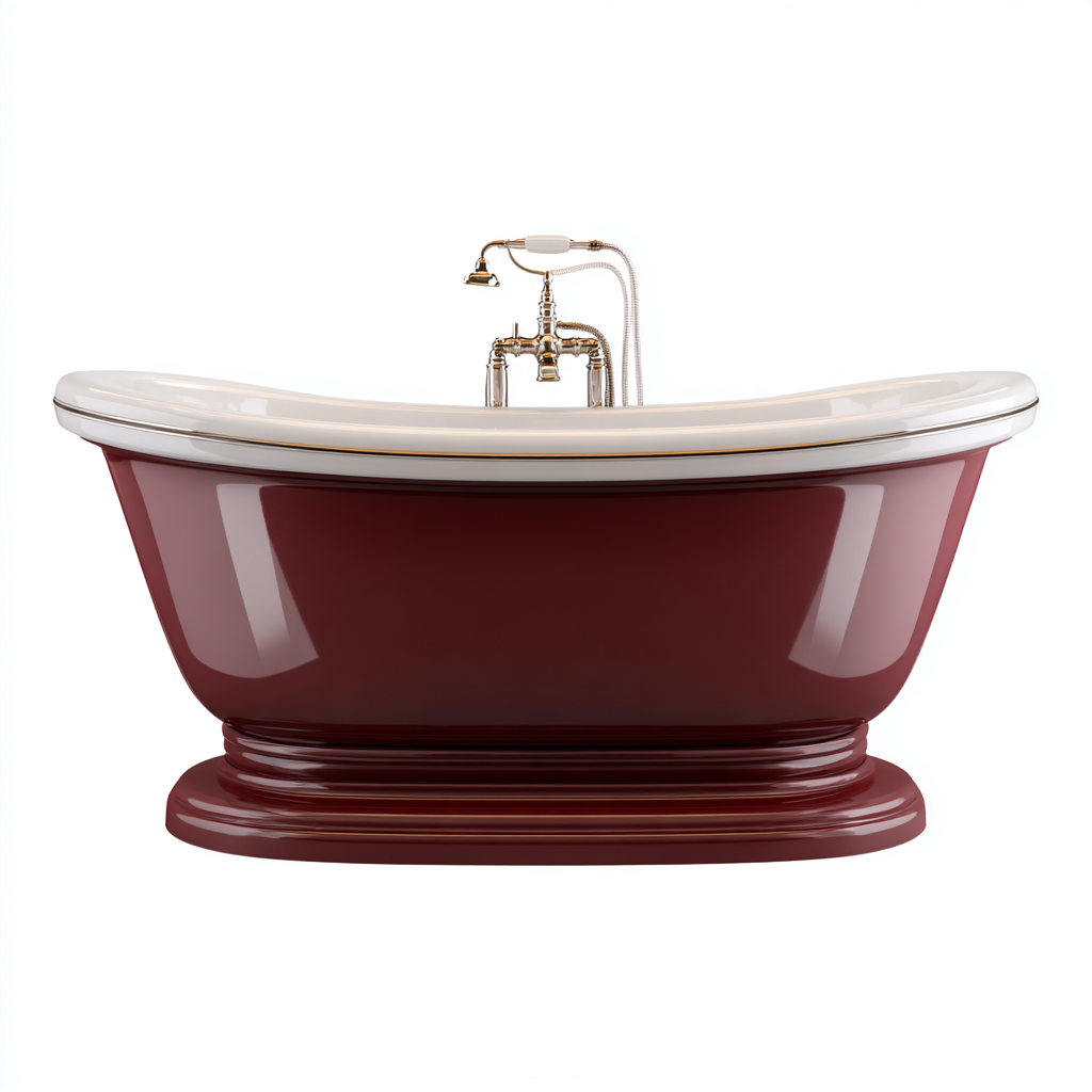 Vasca da bagno in acrilico 168x75x62 cm - rosso-­bianco - stile classico per bagno-Shelteroli