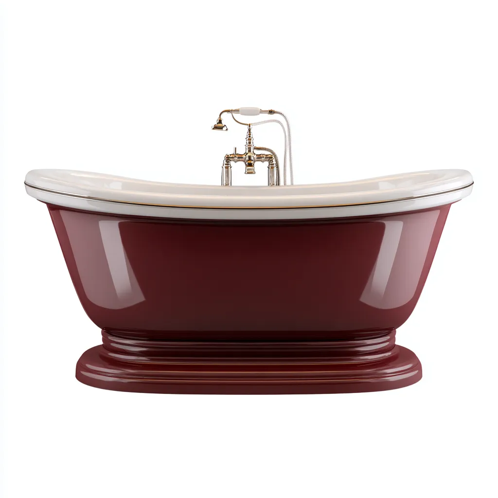 Vasca da bagno in acrilico 168x75x62 cm - rosso-­bianco - stile classico per bagno-Shelteroli
