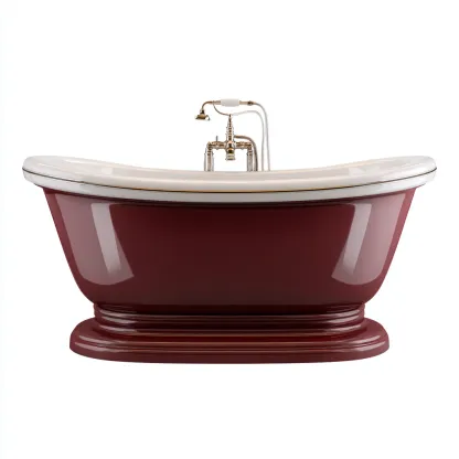 Vasca da bagno in acrilico 168x75x62 cm - rosso-­bianco - stile classico per bagno-Shelteroli