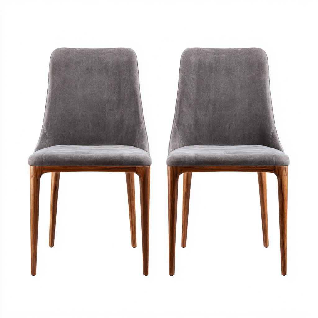 Set di 2 sedie da pranzo in tessuto 57x50x83 cm - grigio-legno scuro - stile moderno-Shelteroli