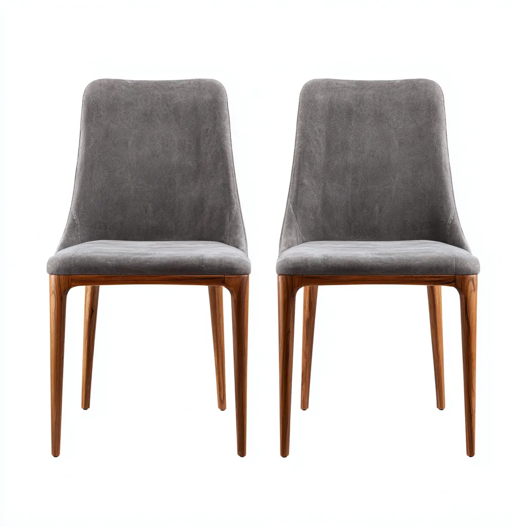 Set di 2 sedie da pranzo in tessuto 57x50x83 cm - grigio-legno scuro - stile moderno-Shelteroli