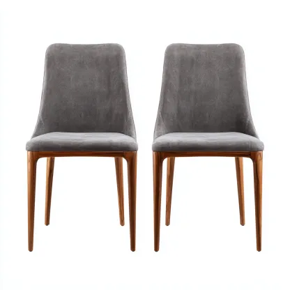 Set di 2 sedie da pranzo in tessuto 57x50x83 cm - grigio-legno scuro - stile moderno-Shelteroli