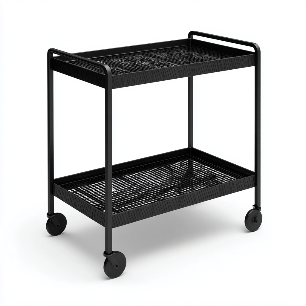Carrello da cucina in metallo 50x33x88 cm - nero - design ventilato-Shelteroli