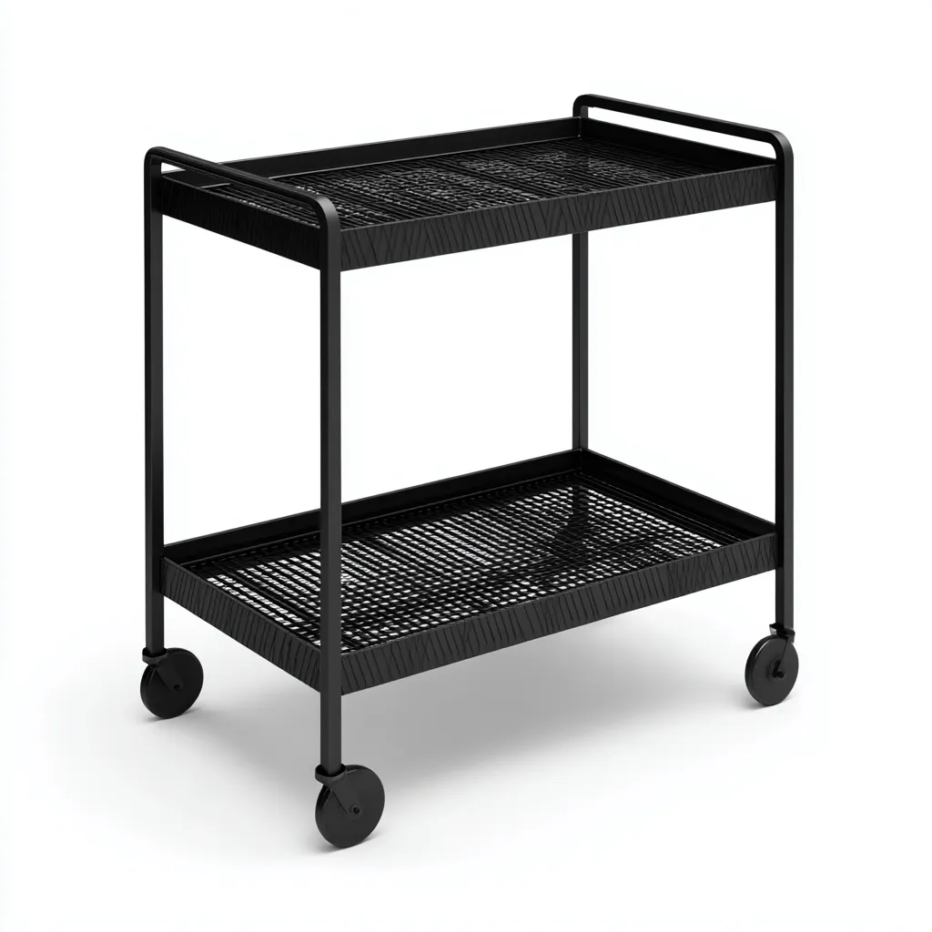 Carrello da cucina in metallo 50x33x88 cm - nero - design ventilato-Shelteroli