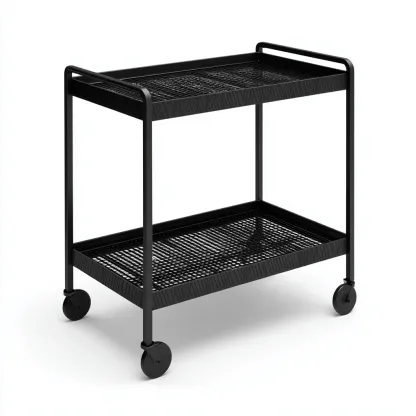 Carrello da cucina in metallo 50x33x88 cm - nero - design ventilato-Shelteroli