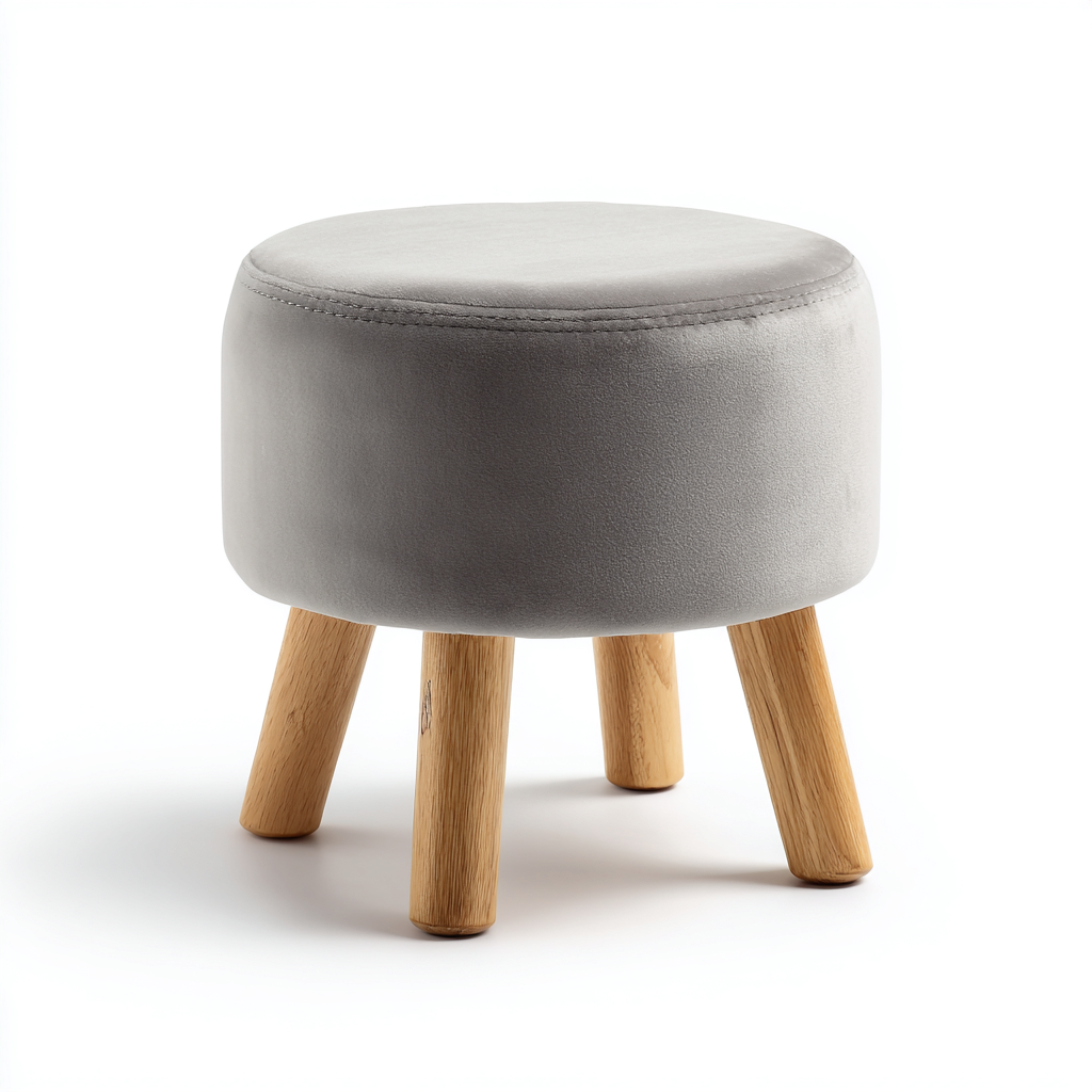 Pouf Velluto 30x30x42 cm - Grigio chiaro-legno - Design moderno-Shelteroli